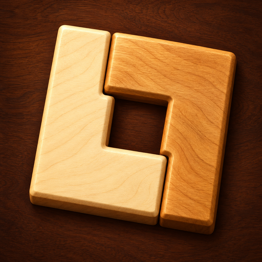 Interlocking maple puzzle pieces on a dark wooden tabletop